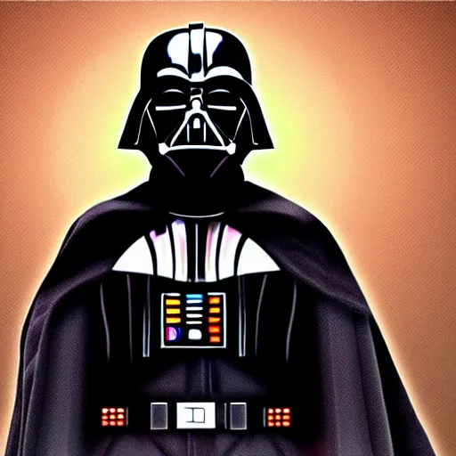 Prompt: Darth Vader in the style of Daft Punk