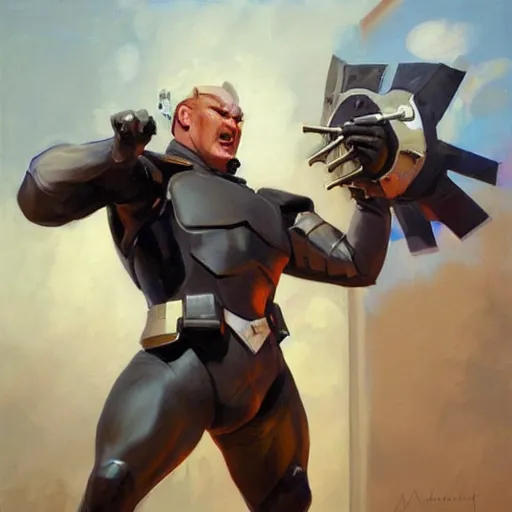 Prompt: greg manchess portrait painting of partially armored m bison from street fighter spitting fire as overwatch character, medium shot, asymmetrical, profile picture, organic painting, sunny day, matte painting, bold shapes, hard edges, street art, trending on artstation, by huang guangjian and gil elvgren and gerald brom