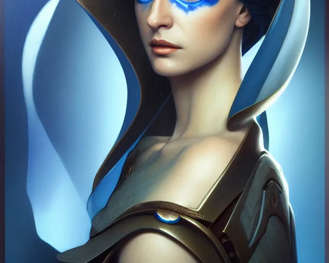 Image similar to photography of alia atreides of the knife, completely blue eyes, deep focus, dune, science fiction, intricate, elegant, highly detailed, digital painting, artstation, concept art, matte, sharp focus, illustration, hearthstone, art by artgerm and greg rutkowski and alphonse mucha