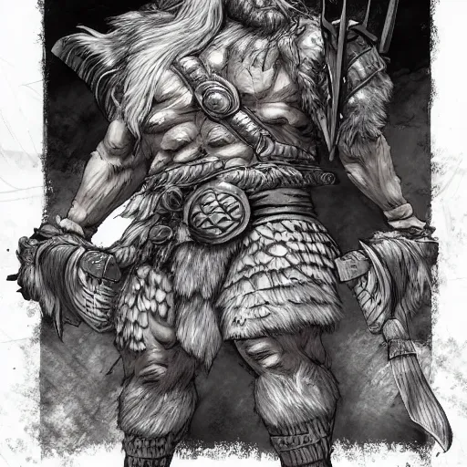 Image similar to viking beast bear slayer, thunder god, trending on artstation, anime 4 k