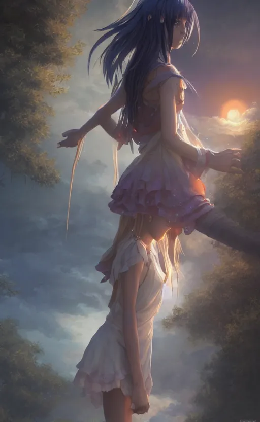 Prompt: a girl from final fantasy live action, non non biyori, evocative, mystical night, very very very very detailed, award winning, masterpiece digital painting by greg rutkowski, alex grey, artstation, 4 k wallpaper