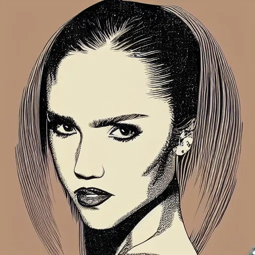 Image similar to “ jessica alba retro minimalist portrait by jean giraud, moebius starwatcher comic, 8 k ”