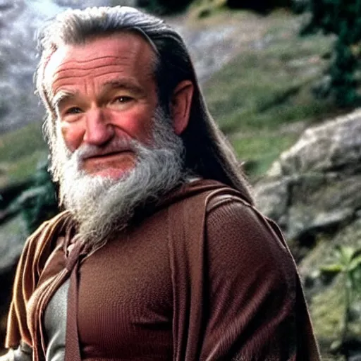 Image similar to Robin Williams playing Gandalf in Lord-of-the-Rings, screenshot