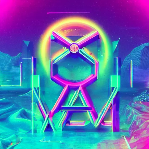 Image similar to a and w vaporwave logo, colorful, digital art, cosmic, 3 d high definition, trending on art station, photorealistic, high resolution, 8 k, octane, hyper detailed, insane details, intricate, elite, ornate, elegant trend, highly detailed and intricate, sharp focus, photography, unreal engine