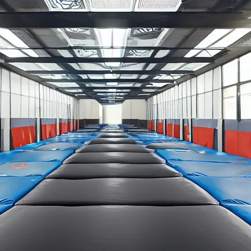 Image similar to endless corridors made of trampolines