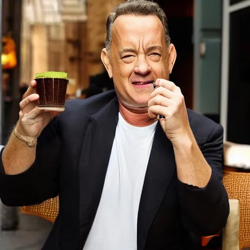 Image similar to tom hanks sipping on tea