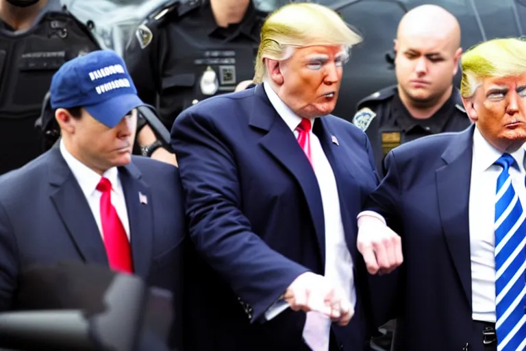 Image similar to Donald Trump arrested in handcuffs, photo