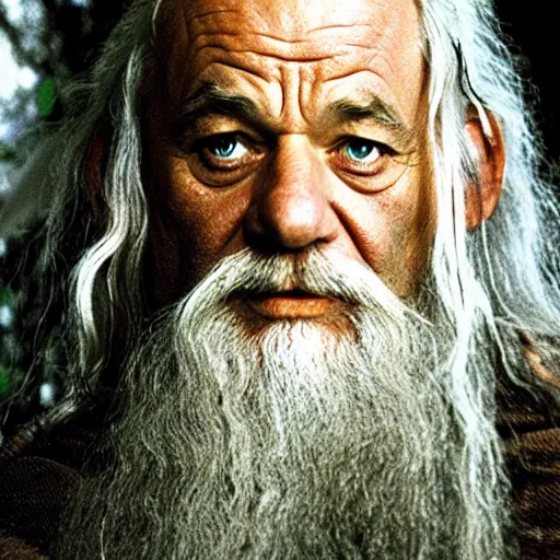 bill murray as gandalf in lord of the rings, film | Stable Diffusion