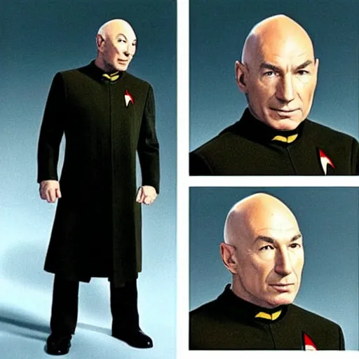 Prompt: “jean luc picard wearing his starfleet captains uniform”