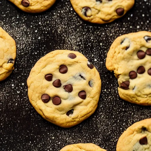 Image similar to the moon as a chocolate chip cookie, 4k food photograph