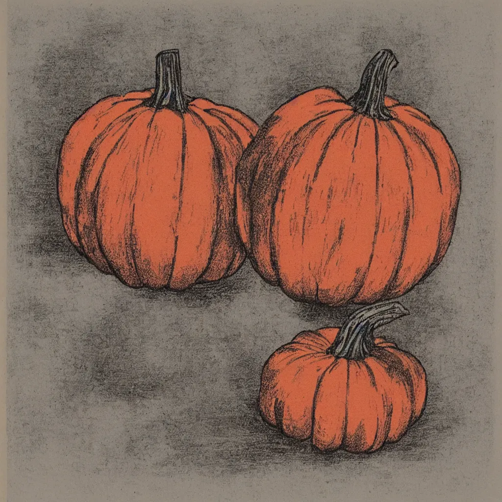 Image similar to vintage risograph of one pumpkin