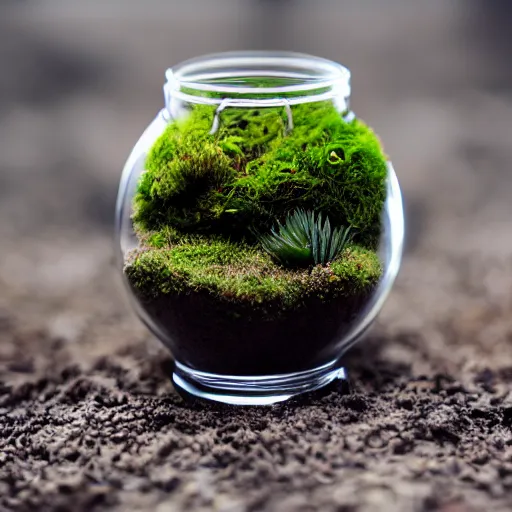 Image similar to moss terrarium, design award, beautiful, 4 k, bokeh