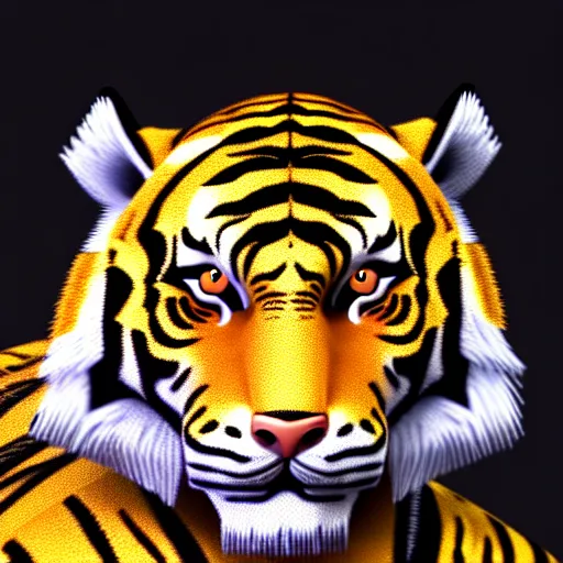 Image similar to portrait of an anthropomorphic tiger in a black suit, ultra detail, ultra realistic, soft fur, ssao 8 k