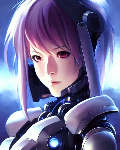 Image similar to portrait Anime Girl in mecha armor in night tokyo Sharp fine face pretty face, realistic shaded Perfect face, fine details. Anime. cyberpunk realistic shaded lighting by katsuhiro otomo ghost-in-the-shell, magali villeneuve, artgerm, rutkowski Jeremy Lipkin and Giuseppe Dangelico Pino and Michael Garmash and Rob Rey