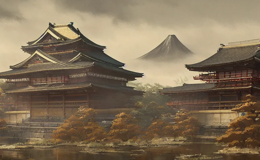 Image similar to A painting of a Japanese Kingdom trending on artstation in the style of Greg Rutkowski