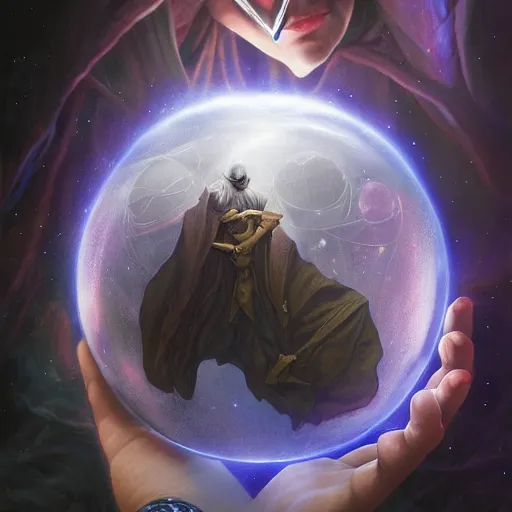 Image similar to creator of worlds wearing a cloak, masked, and holding a holographic planet projection in his hand, detailed, sci - fi, digital painting, artstation, sharp focus, illustration, ominous, artgerm, tomasz alen kopera, peter mohrbacher, donato giancola, joseph christian leyendecker, wlop, frank frazetta