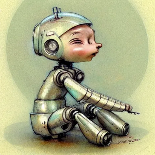 Prompt: ( ( ( ( ( 1 9 5 0 s robot elf baby. muted colors. ) ) ) ) ) by jean - baptiste monge