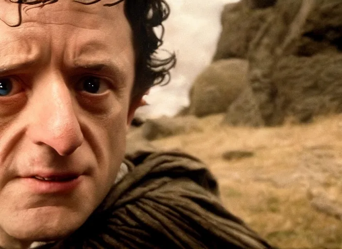 Image similar to film still of bernie sanders as frodo in lord of the rings movie, 8 k