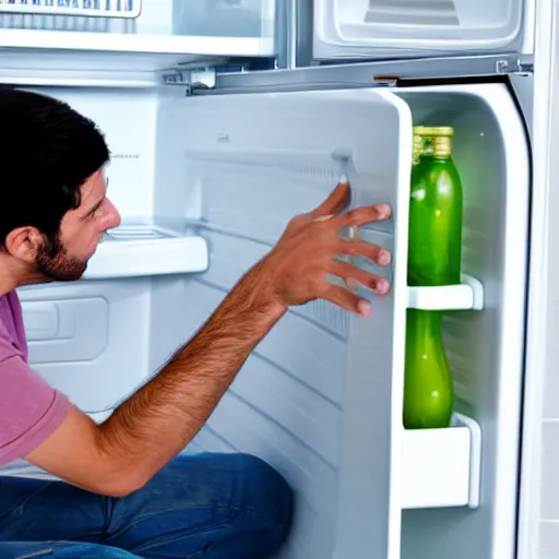 Image similar to man hiding inside a refrigerator