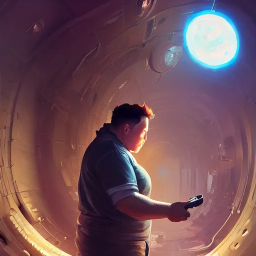 Image similar to Highly detailed portrait of obese Elon Musk, unreal engine, fantasy art by Greg Rutkowski, Loish, Rhads, ferdinand knab, Makoto Shinkai and Lois van baarle, ilya kuvshinov, rossdraws, Tom Bagshaw, alphonse mucha, global illumination, radiant light, detailed and intricate environment