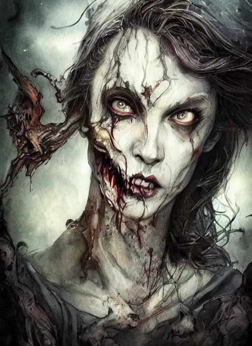 Image similar to portrait, Zombified beast, beauty and the beast, watercolor, dramatic lighting, cinematic, establishing shot, extremly high detail, foto realistic, cinematic lighting, pen and ink, intricate line drawings, by Yoshitaka Amano, Ruan Jia, Kentaro Miura, Artgerm, post processed, concept art, artstation, matte painting, style by eddie mendoza, raphael lacoste, alex ross