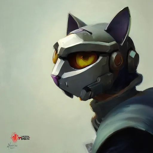 Image similar to greg manchess portrait painting of partially armored purrfect protagonist cat as overwatch character, medium shot, asymmetrical, profile picture, organic painting, sunny day, matte painting, bold shapes, hard edges, street art, trending on artstation, by huang guangjian and gil elvgren and sachin teng