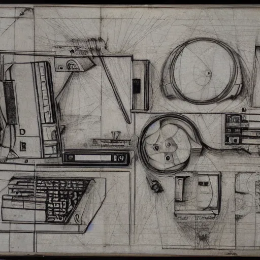Prompt: detailed davinci sketch of the inner workings of a computer
