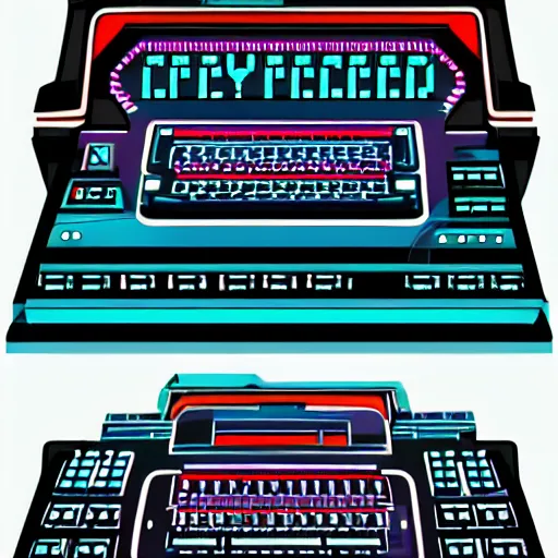 Prompt: Concept art of a retro cyberpunk computer terminal