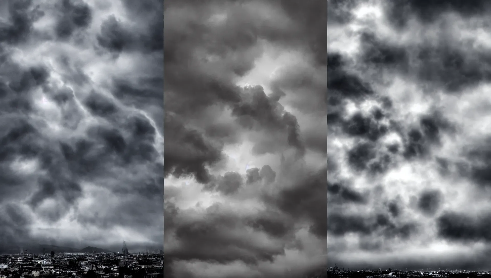 Prompt: the majestic apparition of the face of Zeus through the clouds over the city, cinematic feel, epic, wide angle