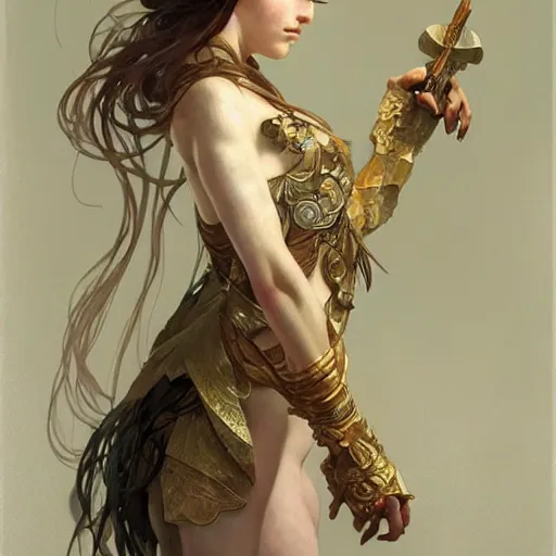 Prompt: a full body portrait of a beautiful ethereal child girl warrior, intricate, elegant, highly detailed, digital painting, artstation, concept art, smooth, sharp focus, illustration, art by krenz cushart and artem demura and alphonse mucha