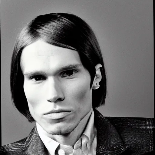 Image similar to A photograph portrait of Jerma985 with short-medium length hair a combover wearing early 1970s menswear in the early 1970s, taken in the early 1970s, grainy, taken on a 1970s Kodak Camera, realistic, hyperrealistic, very realistic, highly detailed, very detailed, extremely detailed, detailed, digital art, trending on artstation, colorized photo