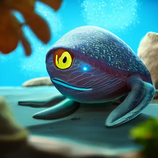 Image similar to photography of a realistic omanyte animal, ultra detailed, 8 k, cinematic lighting, natural background, trending on artstation, pokemon