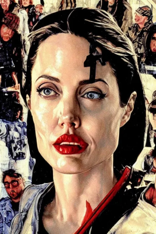 Image similar to angelina jolie in the movie hackers painted by norman rockwell