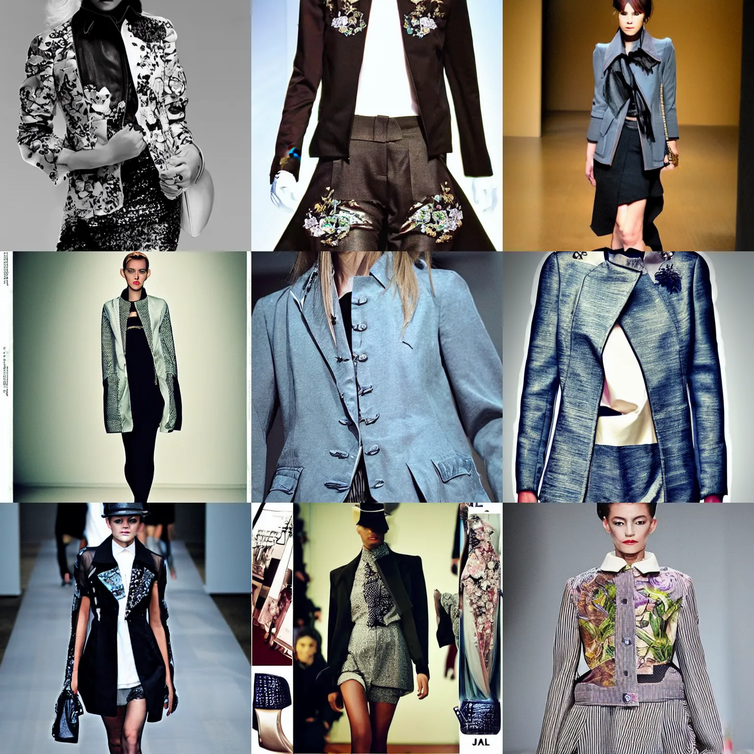 Prompt: “💊🪬 high fashion jacket design, vogue runway look HD flickr”