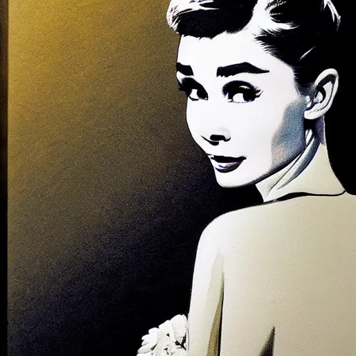 Image similar to audrey hepburn art by leonardo