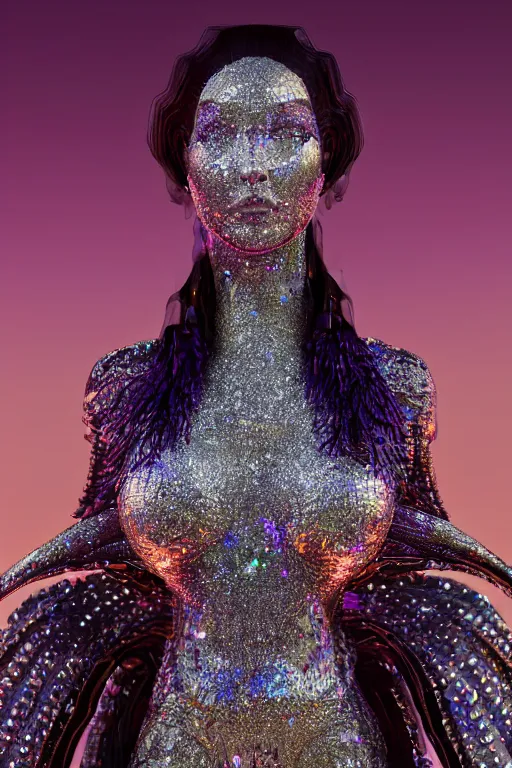 Prompt: a highly detailed metahuman 4 k close up render of an alien goddess bella hadid as milky way in iris van herpen dress schiaparelli in diamonds crystals swarovski and jewelry in style of alphonse mucha gustav klimt trending on artstation made in unreal engine 4