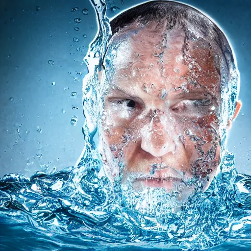 Image similar to a human head, water artwork manipulation, ray tracing, sharp focus, realistic water, long shot