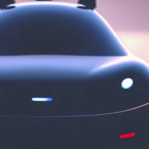 Image similar to a cute little robot of front of a car. super realistic 8 k render of a dark hooded powerful elegant, cinematic composition