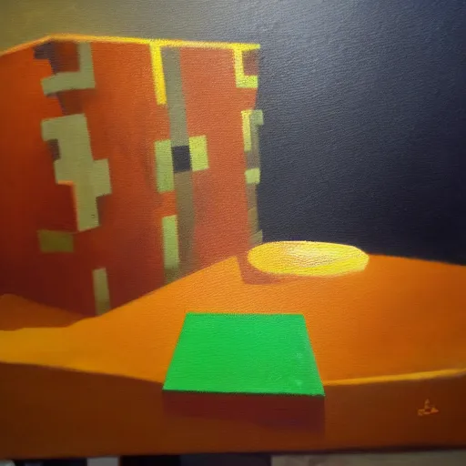 Image similar to minecraft, oil painting