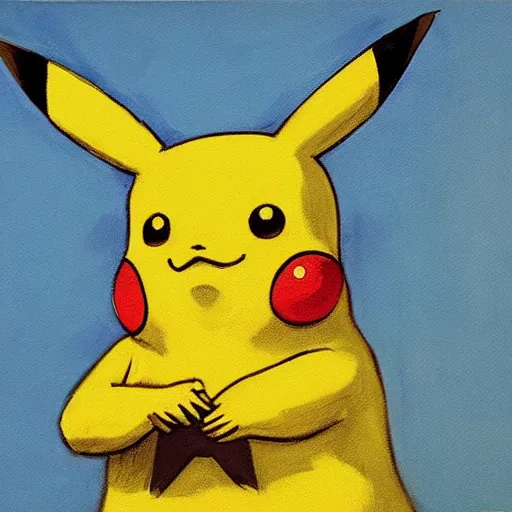 Image similar to a painting of Pikachu by edward hopper