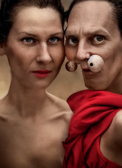 Image similar to closeup portrait of popeye and olive oyl, depth of field, zeiss lens, detailed, symmetrical, centered, fashion photoshoot, by Annie Leibovitz and Steve McCurry, David Lazar, Jimmy Nelsson, Breathtaking, 8k resolution, extremely detailed, beautiful, establishing shot, artistic, hyperrealistic, beautiful face, octane render