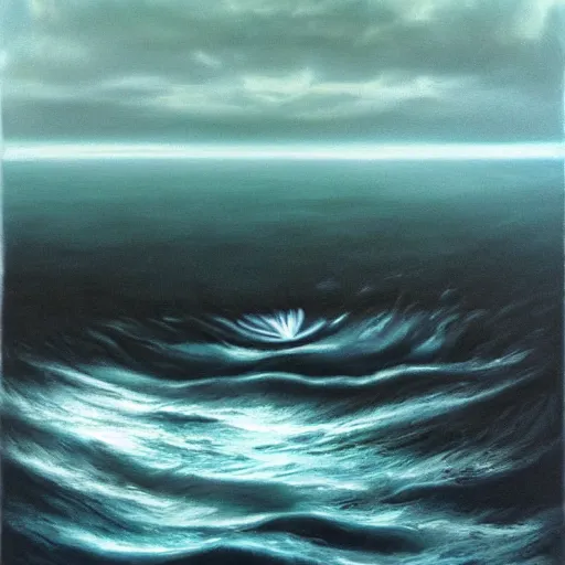 Prompt: surreal painting of a dark ocean