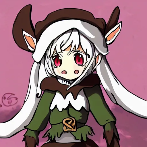 Prompt: elf wearing sheep suit, made in abyss art style