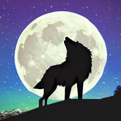 Prompt: a wolf eating the moon