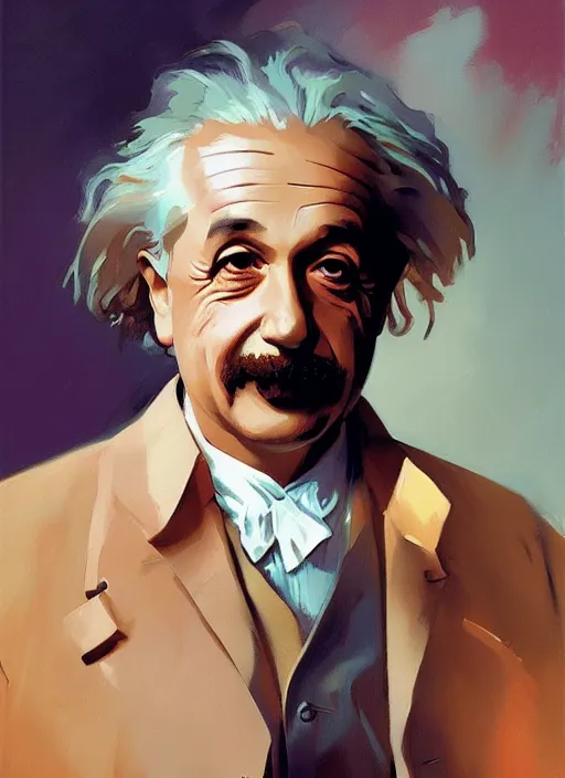 Prompt: portrait of albert einstein, painting by sargent and leyendecker, fantasy, medium shot, asymmetrical, intricate, elegant, matte painting, illustration, hearthstone, by rhads, by greg rutkowski, by greg tocchini, by james gilleard, by joe fenton