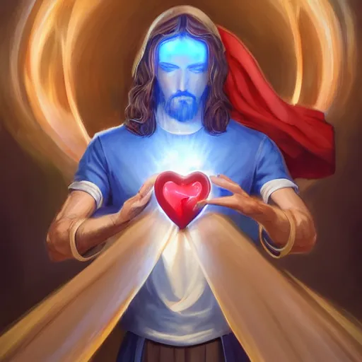 Prompt: Jesus christ transforming in Sonic holding the a shiny Sacred Heart , by Stanley Artgerm Lau, WLOP, Rossdraws, James Jean, Andrei Riabovitchev, Marc Simonetti, Yoshitaka Amano, ArtStation, CGSociety,