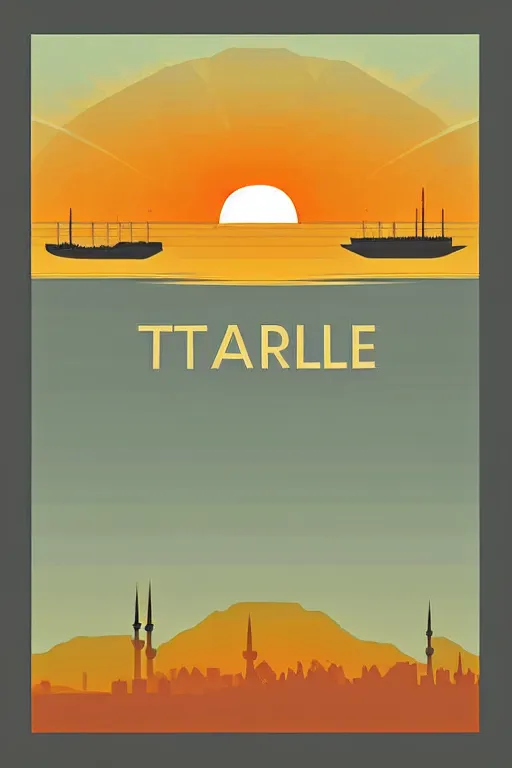 Image similar to minimalist boho style art of istanbul sunrise, illustration, vector art