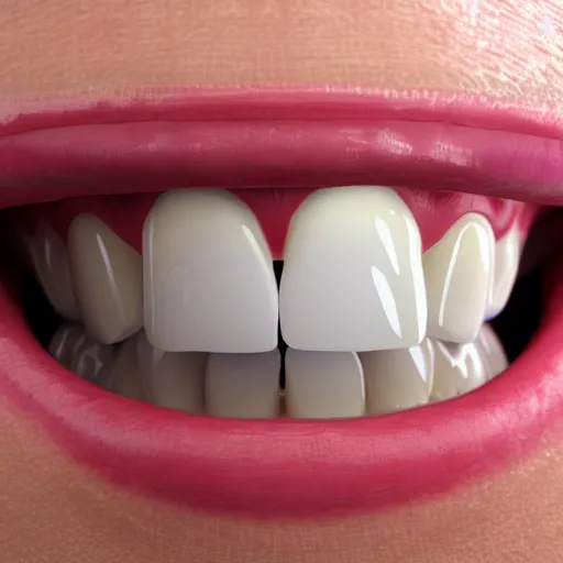 Image similar to poorly rendered 3 d set of teeth