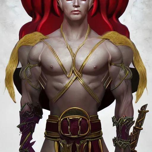 Image similar to elf king, muscular, trending in artstation