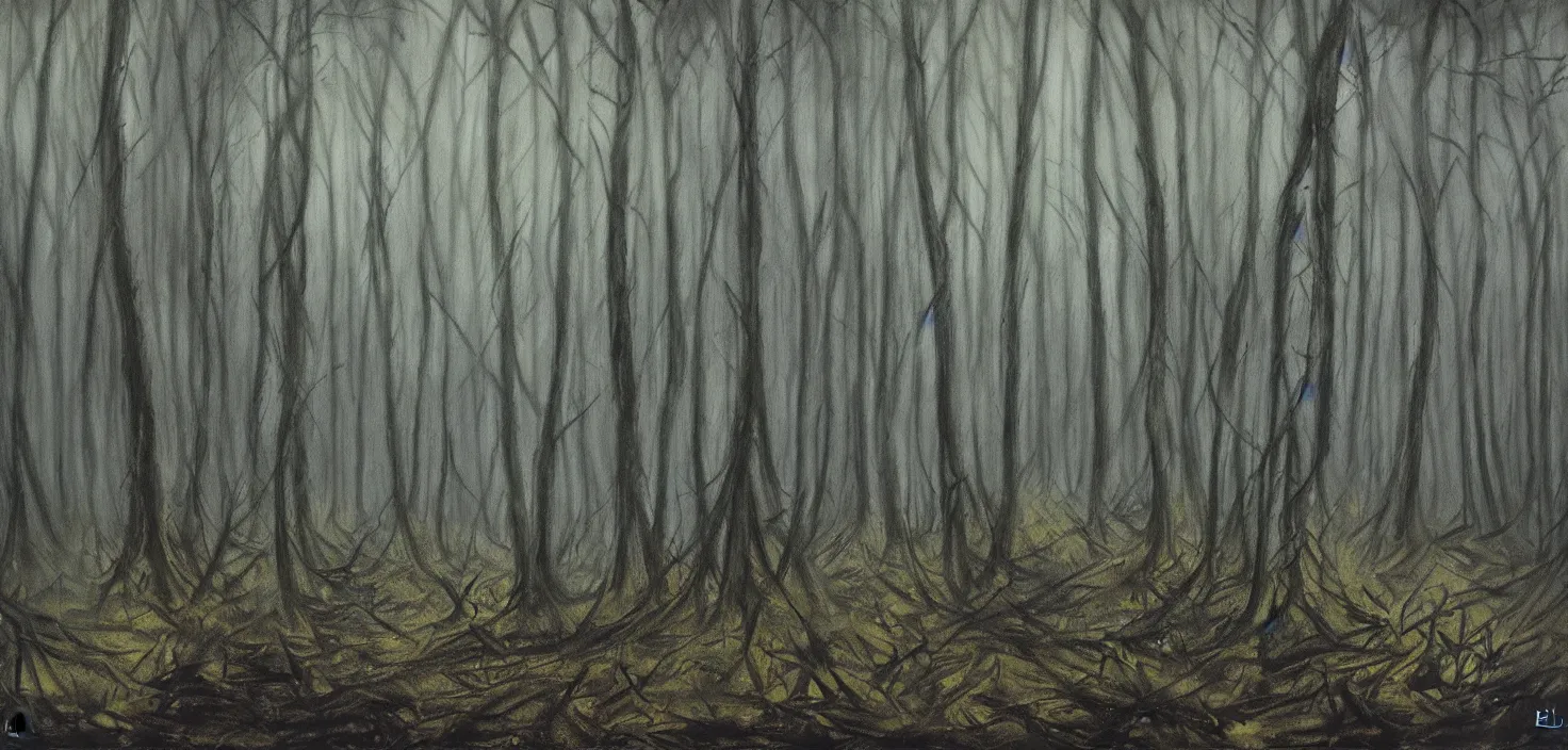 Prompt: dark forest by bisley simon